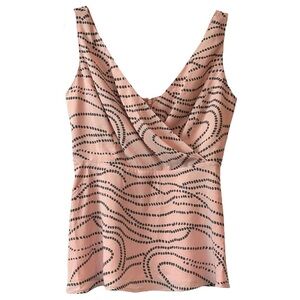CAbi Women’s Sophia Cami Blush Pink Gray Peplum Faux Wrap‎ Tank Top Sz 6